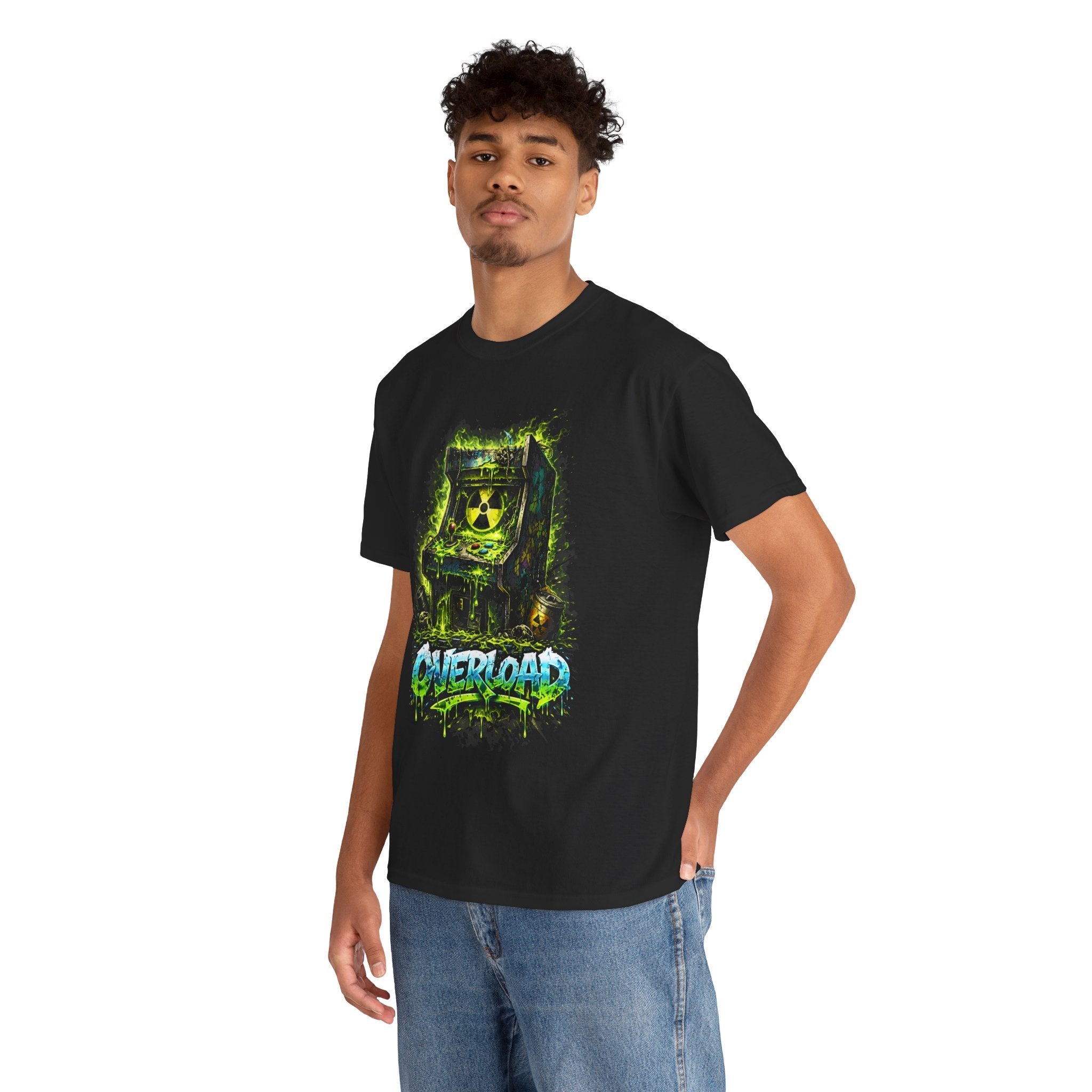 T-Shirt — Neon Nuclear Arcade 'OVERLOAD' Retro Gaming Graphic Tee