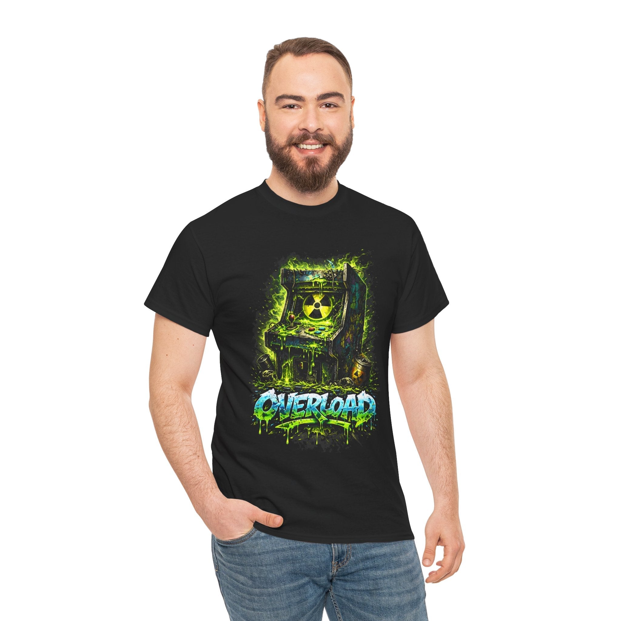 T-Shirt — Neon Nuclear Arcade 'OVERLOAD' Retro Gaming Graphic Tee