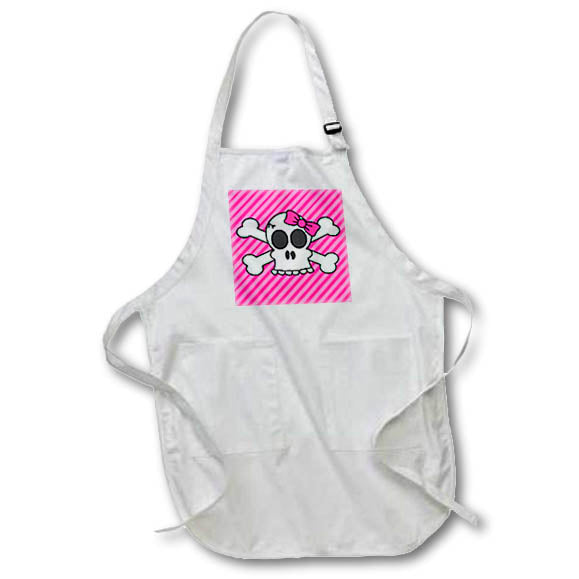 Apron - Cute Pink Goth Punk Skull and Crossbones Girl Designs Gothic