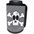 3dRose Janna Salak Designs Gothic - Goth Punk Skull and Crossbones Gray Stripes - Can Cooler Bottle Wrap (cc_6327)