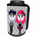 3dRose Janna Salak Designs Gothic - Cute Goth Punk Rock Girl and Boy - Can Cooler Bottle Wrap (cc_6339)