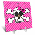 Desk Clock - Cute Pink Goth Punk Skull and Crossbones Girl Designs Gothic