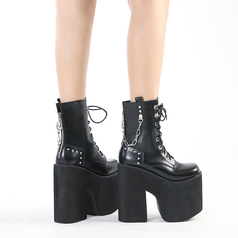 Platform Boots Metal Chain Goth Punk Women's