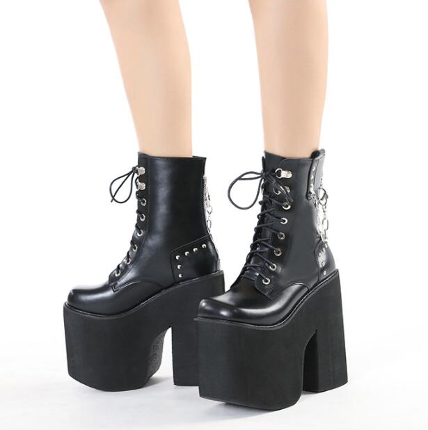 Platform Boots Metal Chain Goth Punk Women's