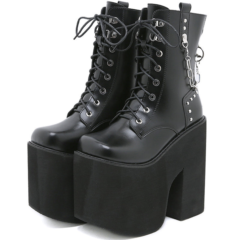 Platform Boots Metal Chain Goth Punk Women's