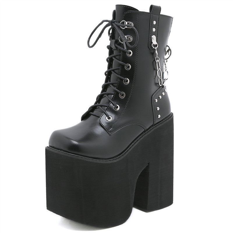 Platform Boots Metal Chain Goth Punk Women's