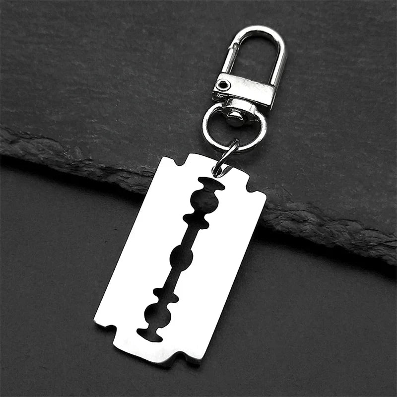 Gothic Blade Razor Pendant Necklace | Stainless Steel Black Goth Men's Chain
