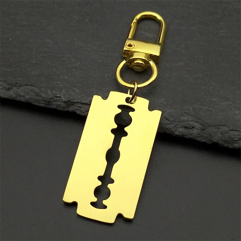 Gothic Blade Razor Pendant Necklace | Stainless Steel Black Goth Men's Chain