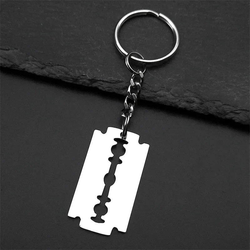 Gothic Blade Razor Pendant Necklace | Stainless Steel Black Goth Men's Chain
